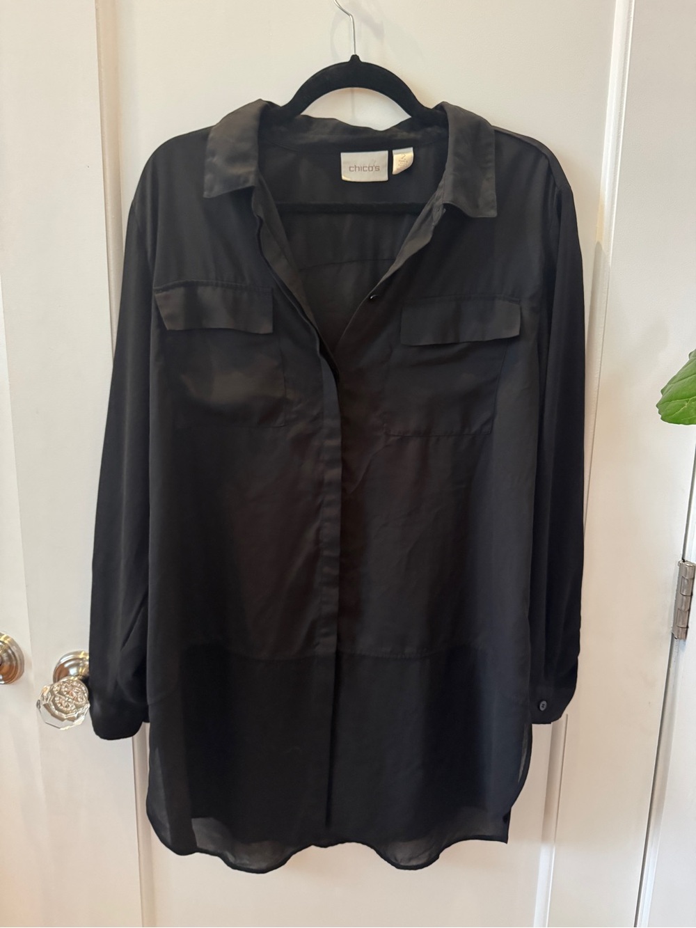Chico's Black Long-Sleeve Button Down Shirt